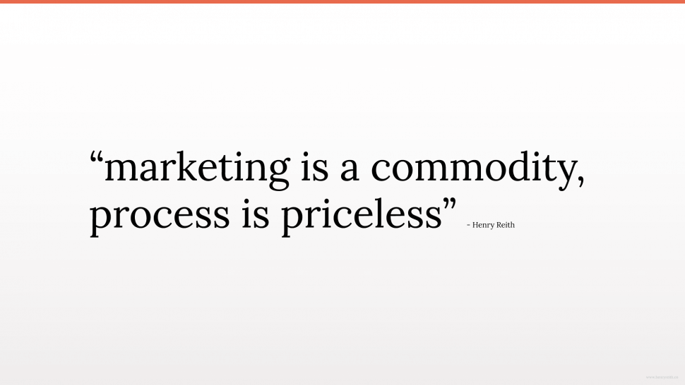 Image with the quote 'Marketing Is A Commodity, Process is Priceless' on