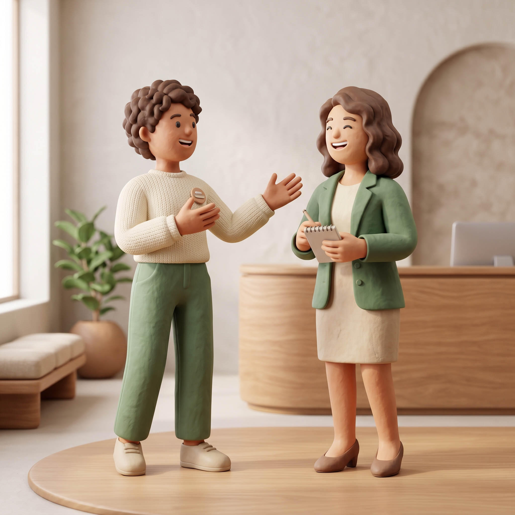 Two professionals being introduced, genuine warm moment of connection